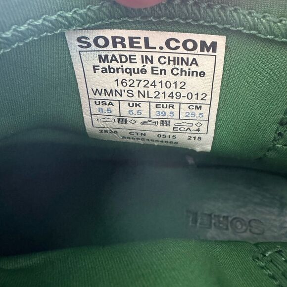 Sorel MEDINA lll Black and Green Rubber Rain Heeled Boots Platform Bold Size 8.5 - Picture 6 of 16